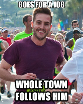 goes for a jog whole town follows him - Ridiculously photogenic guy