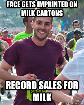 face gets imprinted on milk cartons record sales for milk - Ridiculously photogenic guy