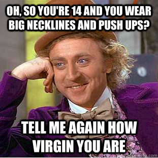 oh so youre 14 and you wear big necklines and push ups te - Condescending