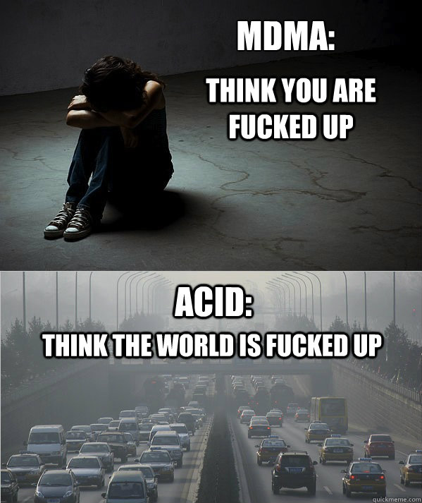 mdma think you are fucked up acid think the world is fuck - Comedowns