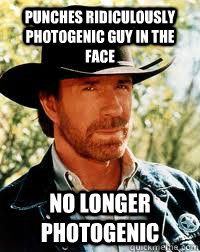 punches ridiculously photogenic guy in the face no longer ph - Fuggin Chuck Norris
