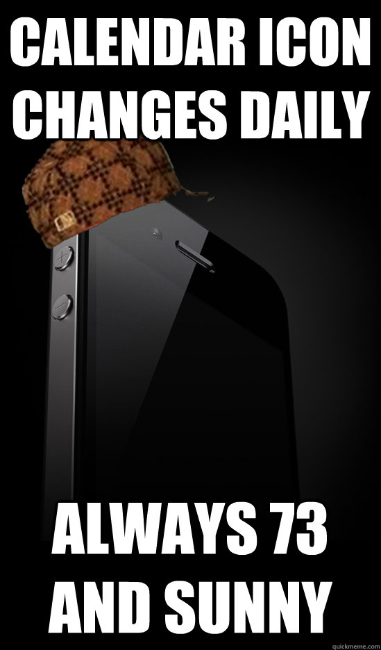 calendar icon changes daily always 73 and sunny - Scumbag iPhone