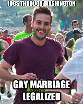 jogs through washington gay marriage legalized - Ridiculously photogenic guy