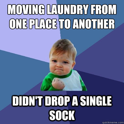 moving laundry from one place to another didnt drop a singl - Success Kid