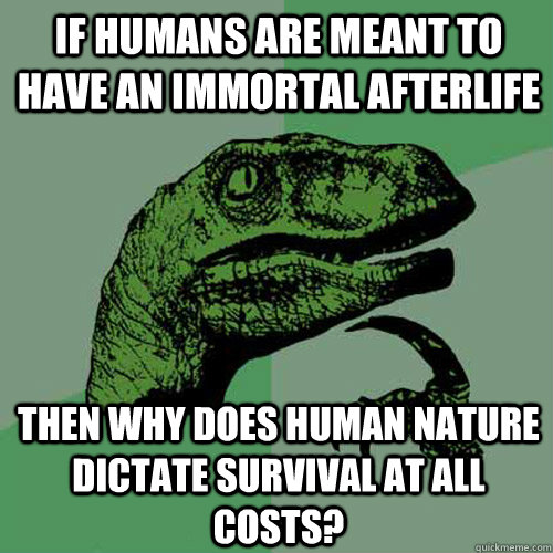 if humans are meant to have an immortal afterlife then why d - Philosoraptor