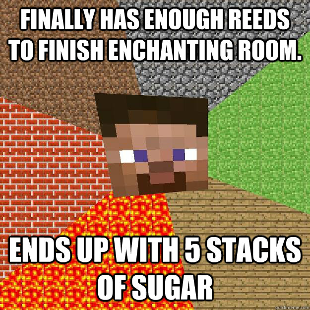 finally has enough reeds to finish enchanting room ends up - Minecraft