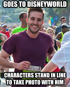 goes to disneyworld characters stand in line to take photo w - Ridiculously photogenic guy
