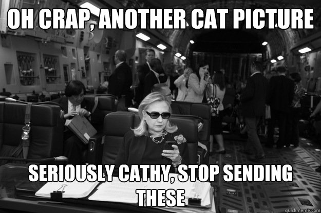 oh crap another cat picture seriously cathy stop sending t - Badass Hillary