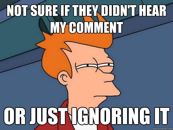 not sure if they didnt hear my comment or just ignoring it - Futurama Fry