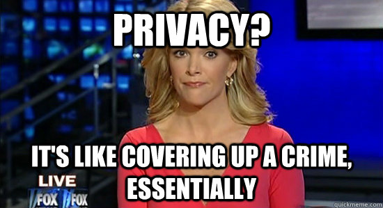 privacy its like covering up a crime essentially - Essentially Megyn