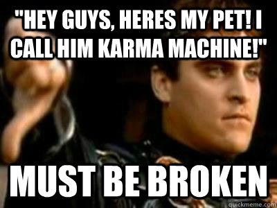 hey guys heres my pet i call him karma machine must be - Downvoting Roman