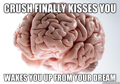 crush finally kisses you wakes you up from your dream - Scumbag Brain