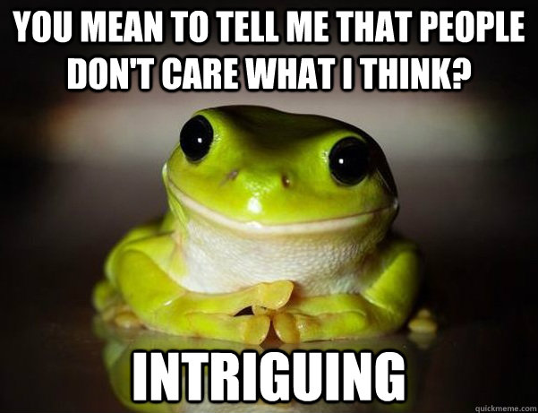 you mean to tell me that people dont care what i think int - Fascinated Frog