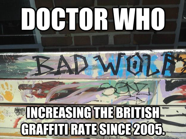 doctor who increasing the british graffiti rate since 2005 - BADWOLF.