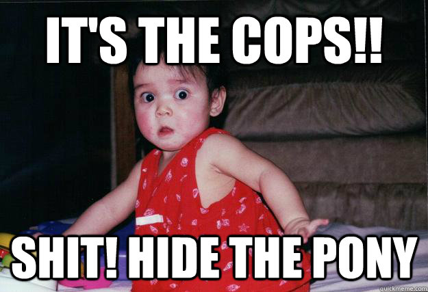 its the cops shit hide the pony -