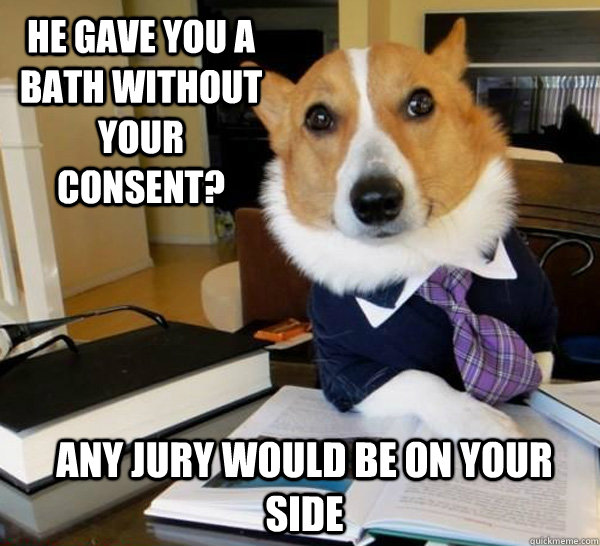 he gave you a bath without your consent any jury would be o - Lawyer Dog