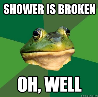 shower is broken oh well - Foul Bachelor Frog
