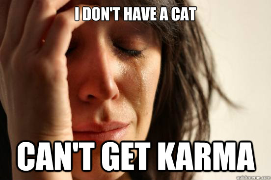 i dont have a cat cant get karma - First World Problems