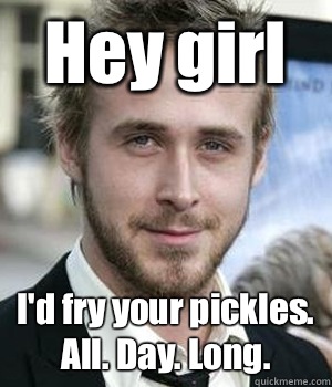 Hey girl Id fry your pickles All Day Long - Ryan gosling