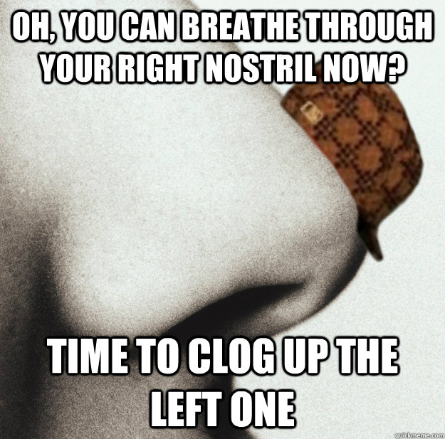 oh you can breathe through your right nostril now time to - Scumbag Nose