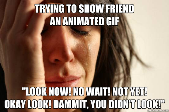 trying to show friend an animated gif look now no wait n - First World Problems