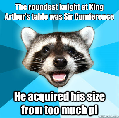 the roundest knight at king arthurs table was sir cumferenc - Lame Pun Coon