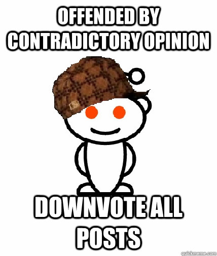 offended by contradictory opinion downvote all posts - Scumbag Redditor