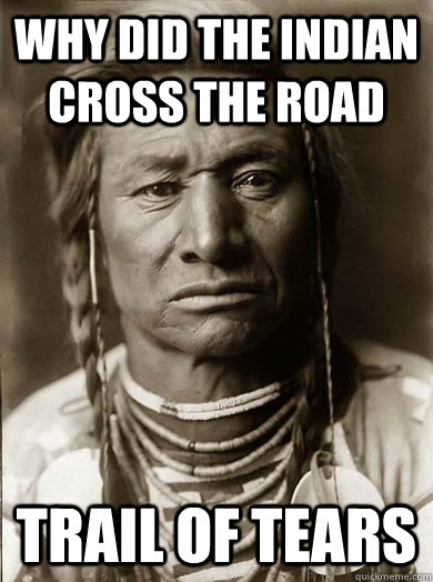 why did the indian cross the road trail of tears - Unimpressed American Indian