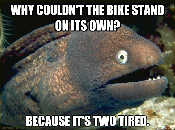why couldnt the bike stand on its own because its two tir - Bad Joke Eel