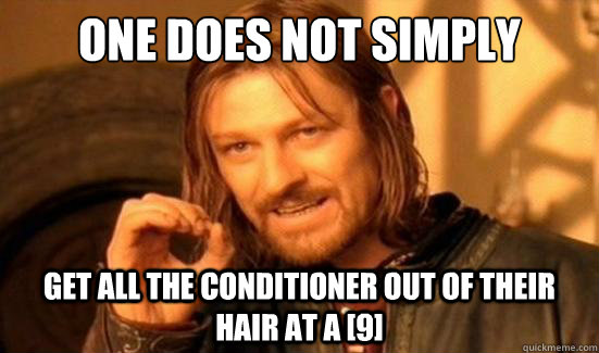 one does not simply get all the conditioner out of their hai - Boromir