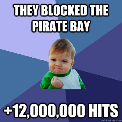 they blocked the pirate bay 12000000 hits - Success Kid