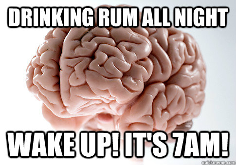 drinking rum all night wake up its 7am - Scumbag Brain
