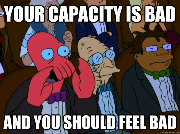 your capacity is bad and you should feel bad - And you should feel bad