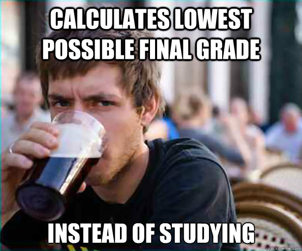 calculates lowest possible final grade instead of studying - Lazy College Senior