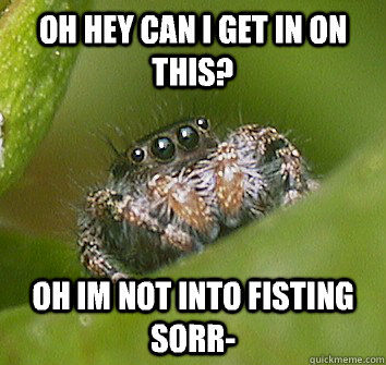 oh hey can i get in on this oh im not into fisting sorr - Misunderstood Spider