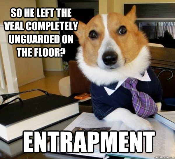 so he left the veal completely unguarded on the floor entra - Lawyer Dog