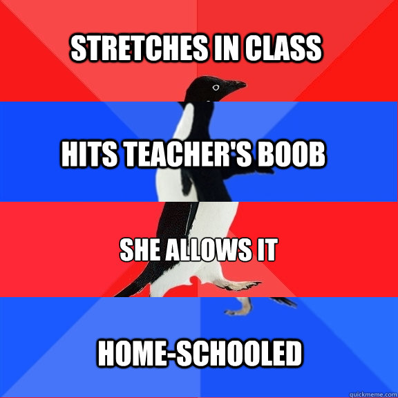 stretches in class hits teachers boob she allows it homesc - Socially Awesome Awkward Awesome Awkward Penguin