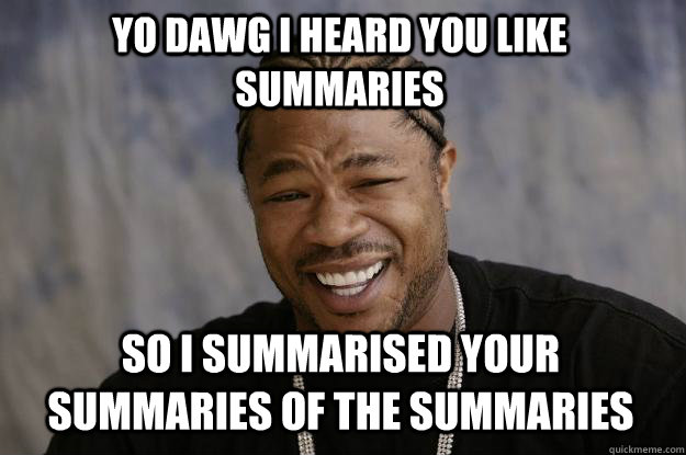 yo dawg i heard you like summaries so i summarised your summ - Xzibit meme