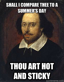 shall i compare thee to a summers day thou art hot and stic - Shakespeare Twin