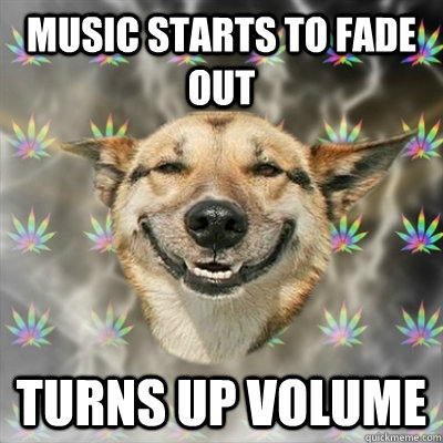 music starts to fade out turns up volume - Stoner Dog