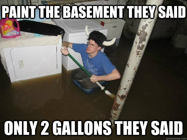 paint the basement they said only 2 gallons they said - Do the laundry they said