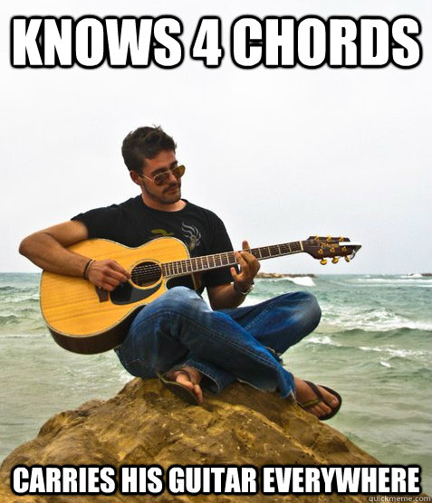 knows 4 chords carries his guitar everywhere - Douchebag Guitarist