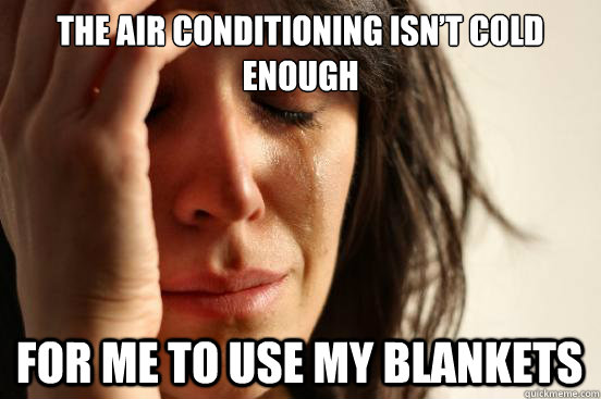 the air conditioning isnt cold enough for me to use my blan - First World Problems