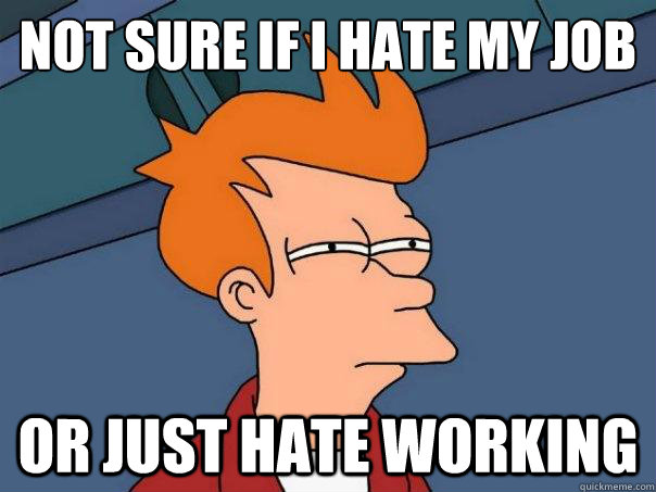 not sure if i hate my job or just hate working - Futurama Fry
