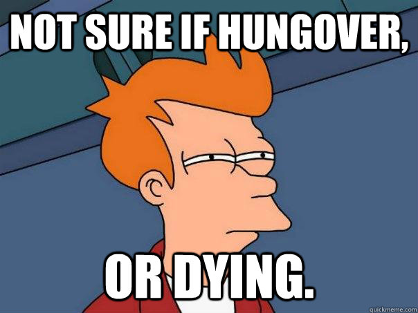 not sure if hungover or dying - Futurama Fry