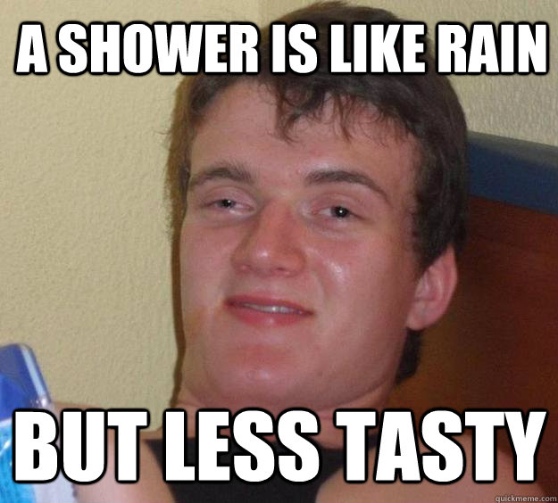 a shower is like rain but less tasty - 10 Guy