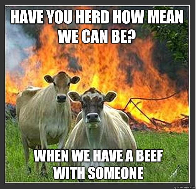 Have you herd how mean we can be When we have a beef with so - Evil cows