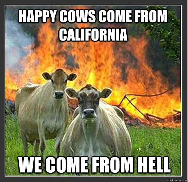 happy cows come from california we come from hell - Evil cows
