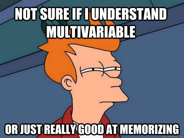 not sure if i understand multivariable or just really good - Futurama Fry
