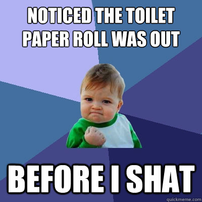 noticed the toilet paper roll was out before i shat - Success Kid